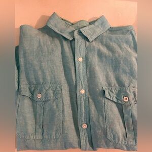 Express casual button down shirt, medium, Aqua blue in color.